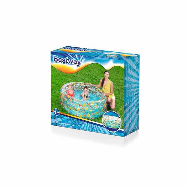 Alberca Diseño Tropical Circular Infantil Piscina Inflable para Niños 150 cm Diámetro