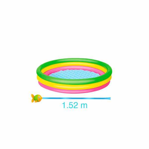 Alberca Infantil Circular Grande Piscina 3 Anillos Arcoíris Inflable para Niños 152 cm Diámetro