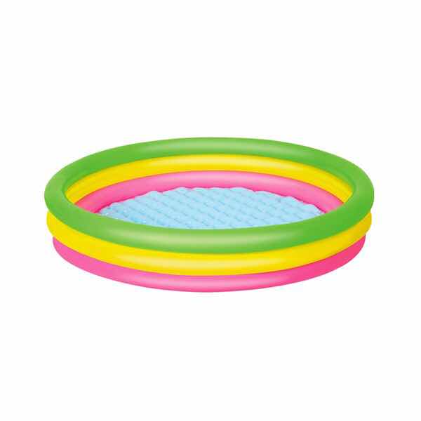 Alberca Infantil Circular Grande Piscina 3 Anillos Arcoíris Inflable para Niños 152 cm Diámetro