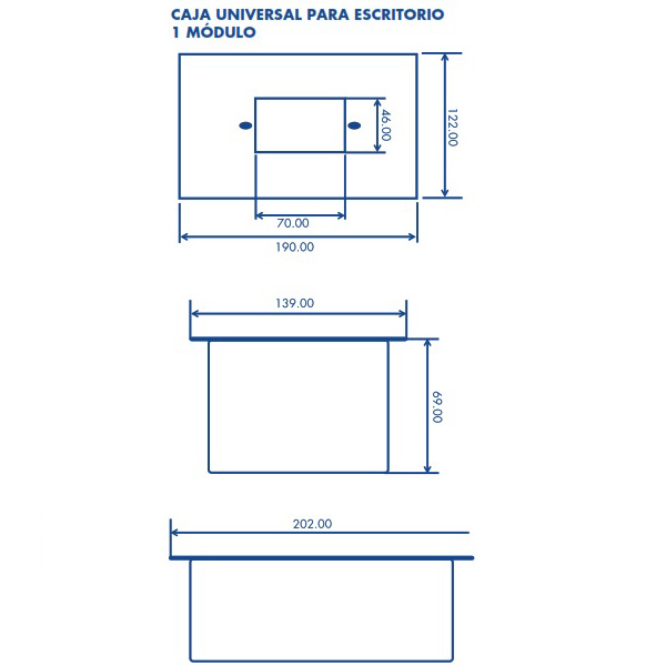 CAJA UNIVERSAL PARA ESCRITORIO PARA 1 MODULO PAQ. 4 PIEZAS THORSMAN 11000-93205.