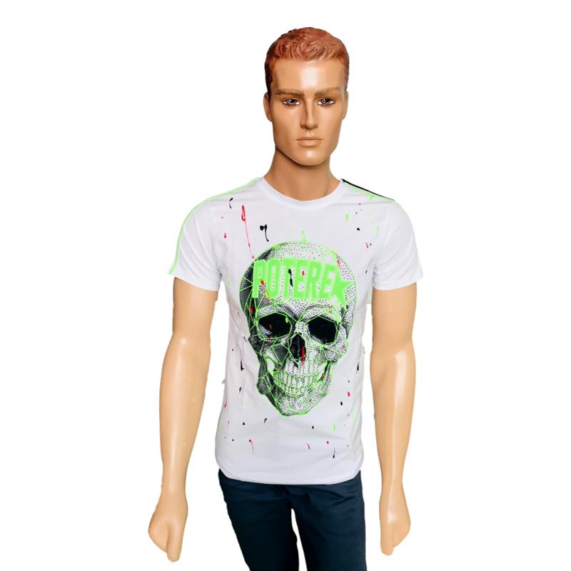 Playera hombre casual calavera piedras moderna spandex potere MODA
