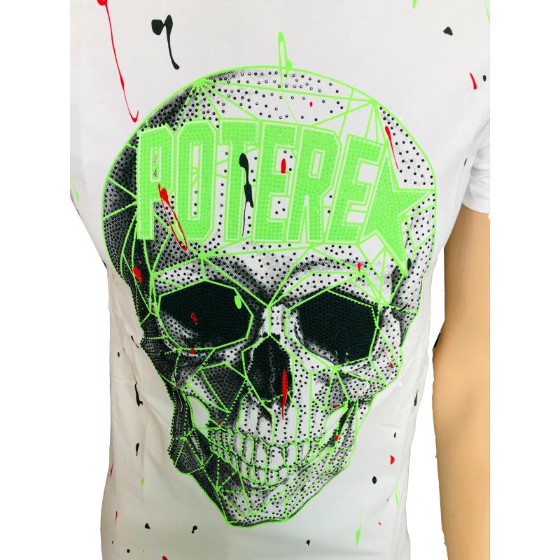 Playera hombre casual calavera piedras moderna spandex potere MODA & PRITEX