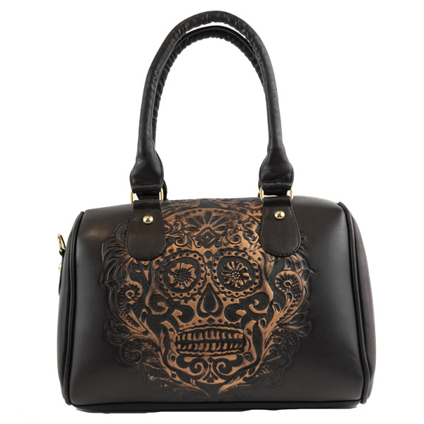 Bolsa Negra de Calavera Cincelado a Mano Hang Bags