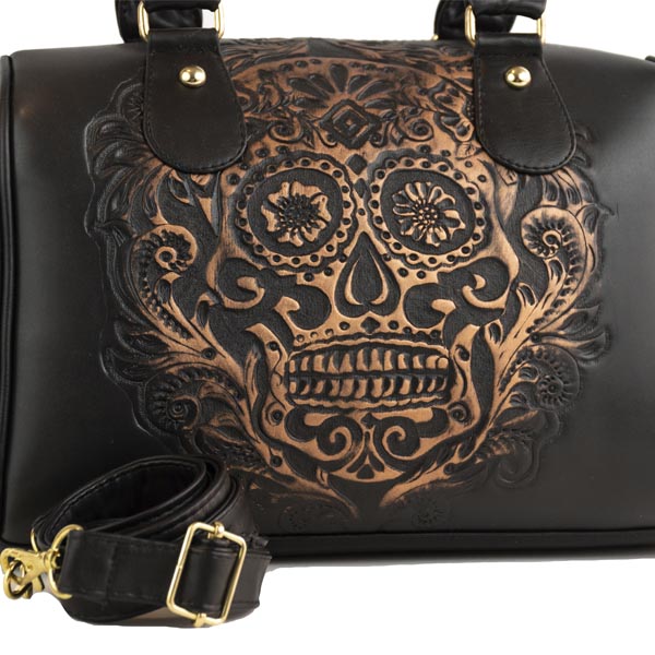 Bolsa Negra de Calavera Cincelado a Mano Hang Bags