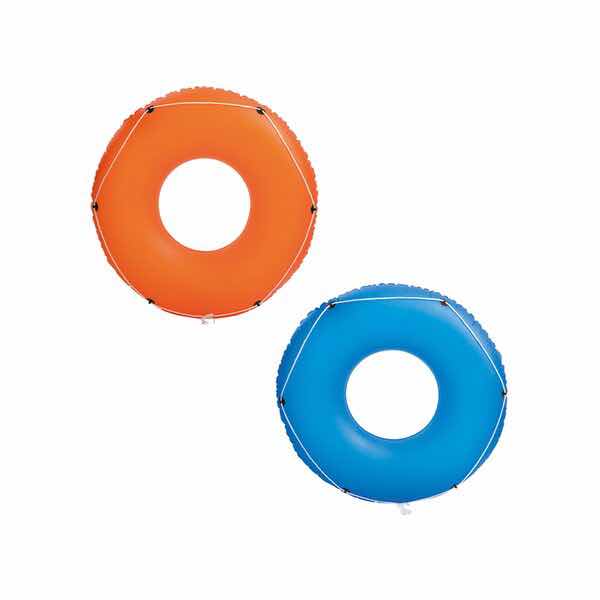 Inflable Salvavidas Montable Forma de Dona Naranja y Azul para Alberca