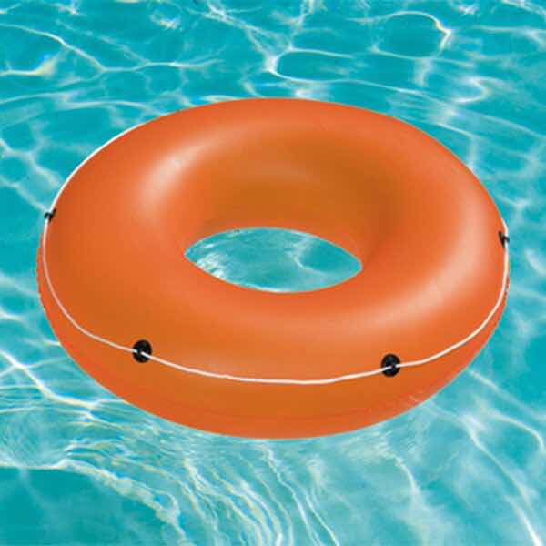 Inflable Salvavidas Montable Forma de Dona Naranja y Azul para Alberca