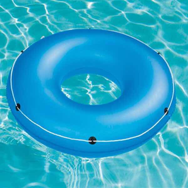 Inflable Salvavidas Montable Forma de Dona Naranja y Azul para Alberca