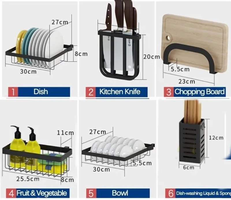 Escurridor Trastes S Platos Vajilla Sobre Tarja Negro Chino