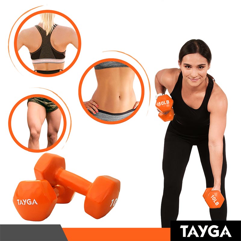Tayga par mancuernas de vinil 10 lb ejercicio yoga pilates