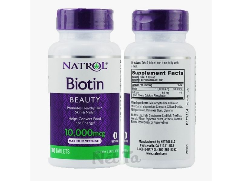 Biotina Natrol 10,000 Mcg, Marca Natrol, 100 Tabletas Biotina