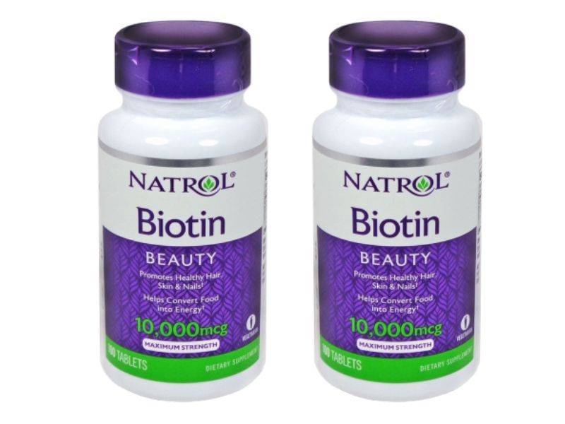 2 Frascos De Biotina Natrol 10,000 MCG Maxima Fuerza