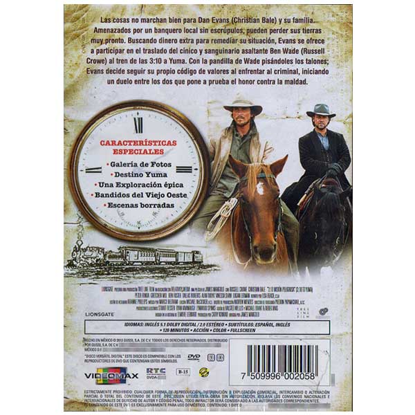 3 10 Misión Peligrosa Russel Crowe / Chistian Bale Película Dvd