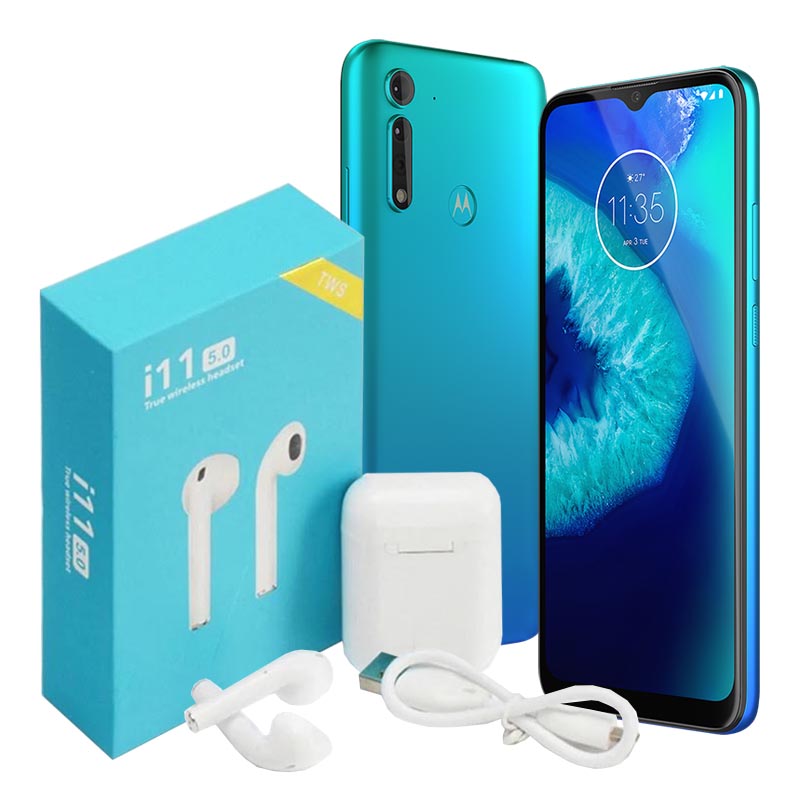 Celular MOTOROLA LTE XT2055-2 G8 POWER LITE Color TURQUESA Telcel Y DE REGALO UNOS AUDIFONOS INALÁMBRICOS 