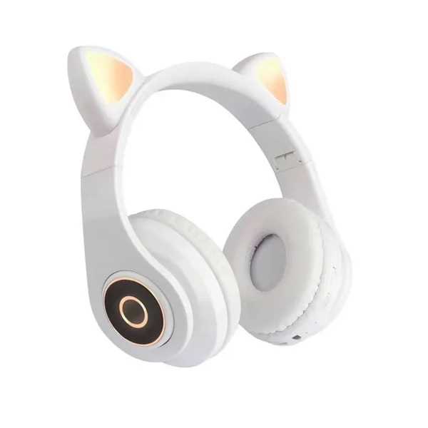 Audífonos Diadema Gato Bluetooth 5.0 high definition luces intercambiables 