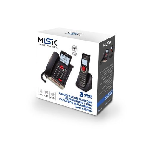 Teléfono Alámbrico MISIK MT8110 Negro 1 extensión inalámbrica Dect 6.0 DUO