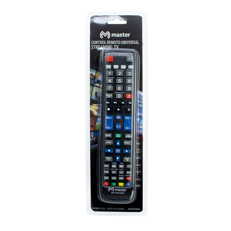 Control Remoto Universal para Pantallas y Streaming como Samsung Roku Sony LG Hisense Xbox Vizio Phillips Panasonic JVC Toshiba Mitzu Apple TV y la Mayoria de Marcas Mas Comerciales / Master /  RM-STREAMING1