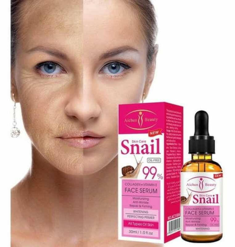 Serum Facial Baba de Caracol, Colageno y Vitamina E Aclarante Antiarrugas y Poros Abiertos Aichun Beauty