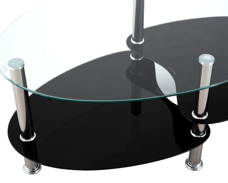Mesa de Centro Triple Cristal Moderna Ovalada Contemporanea