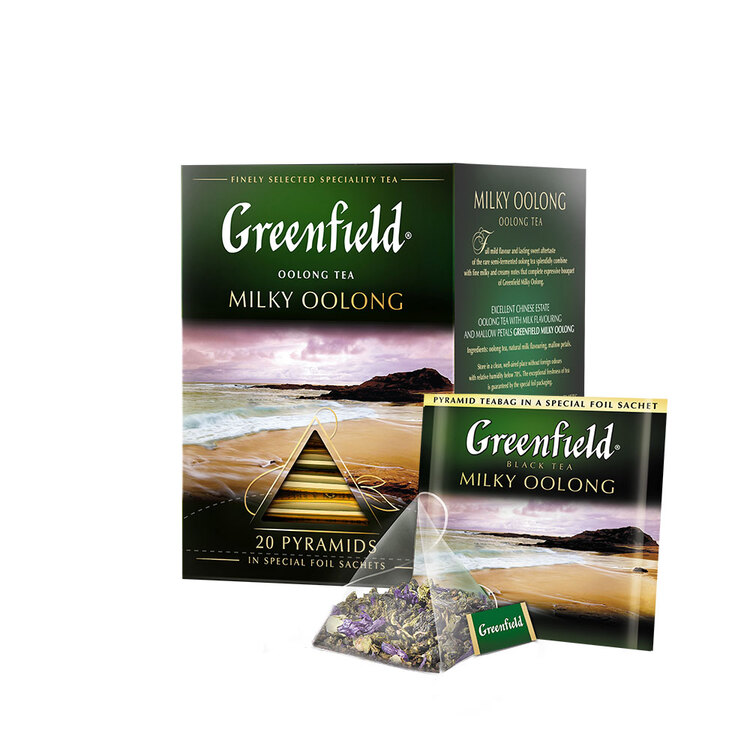 Greenfield Milky Oolong, Té Oolong con Sabor Natural a Leche, 100% Natural, 20 bolsitas piramidales en sobres individuales, 36 g (20 bolsitas de 1,8 g c/u)