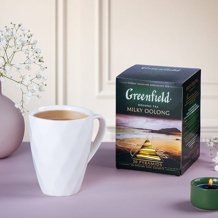 Greenfield Milky Oolong, Té Oolong con Sabor Natural a Leche, 100% Natural, 20 bolsitas piramidales en sobres individuales, 36 g (20 bolsitas de 1,8 g c/u)