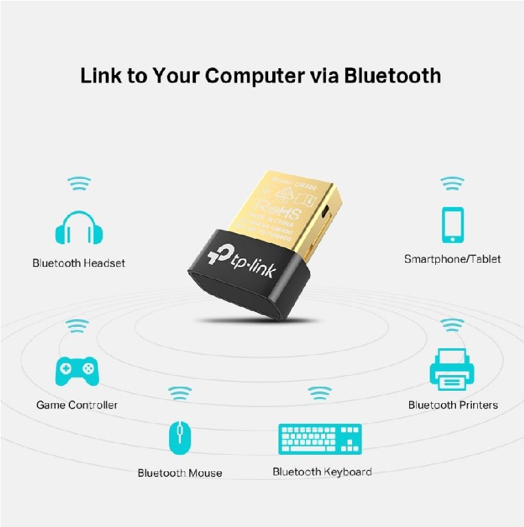 Adaptador NANO USB 2.0 Bluetooth 4.0 TP-LINK UB400 Negro CONVERTIDOR PC LAP USB 10 METROS OFICINA