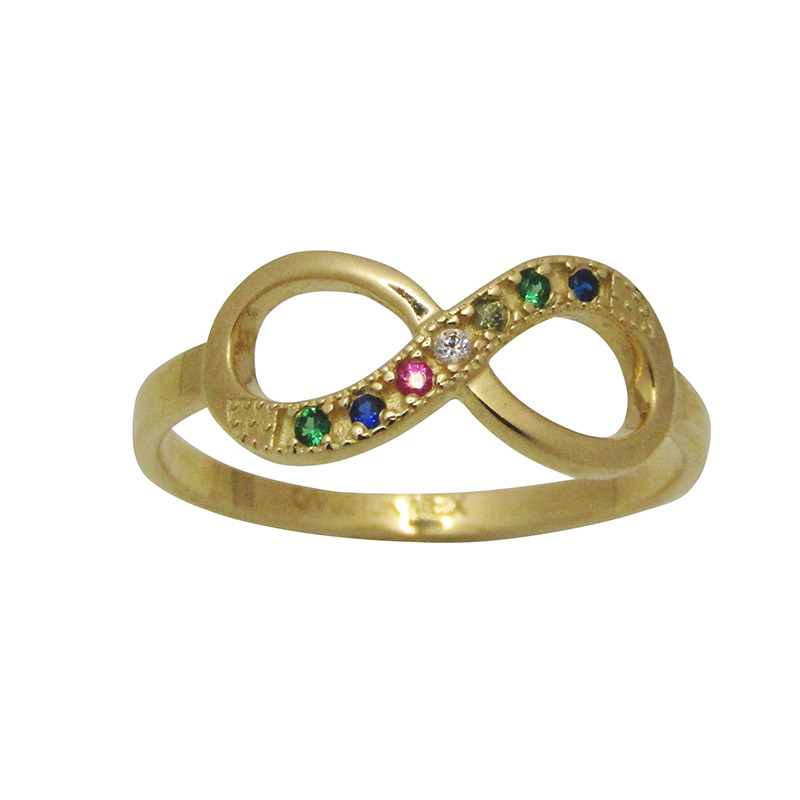ANILLO INFINITO ORO 10K CON PIEDRAS MULTICOLOR