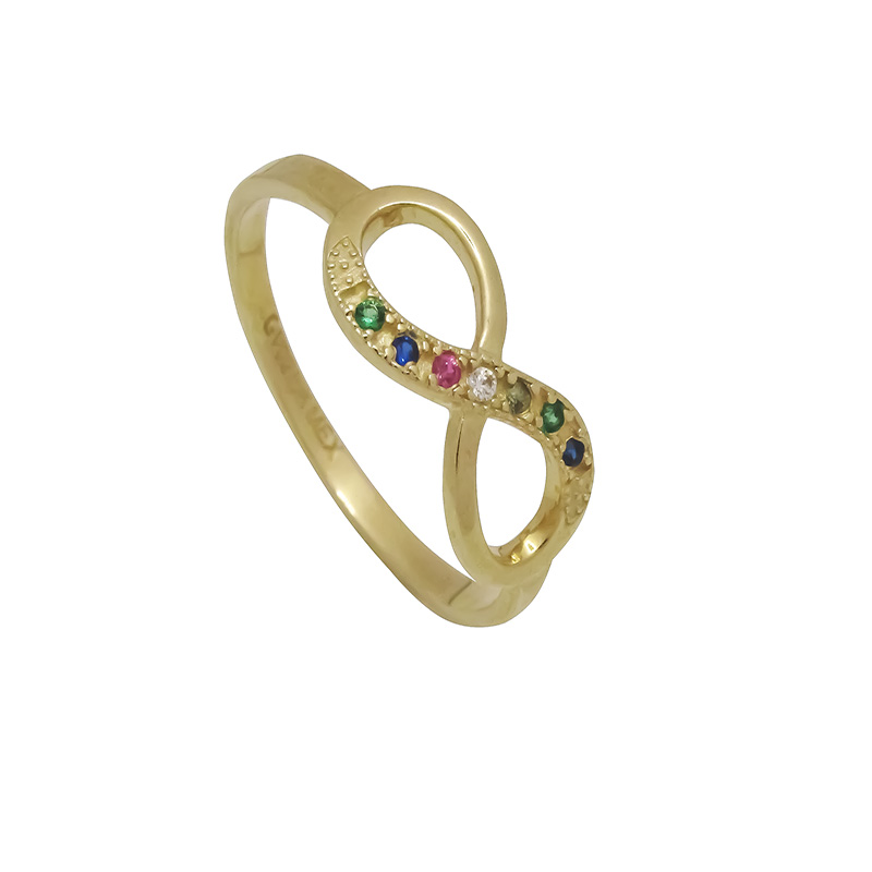 ANILLO INFINITO ORO 10K CON PIEDRAS MULTICOLOR