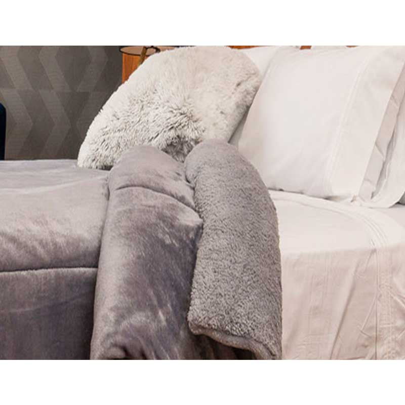 Cobertor Gris Liso Mega King Size