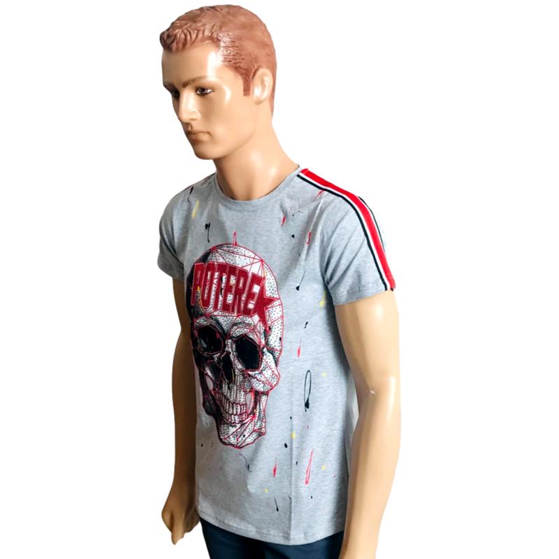 Playera hombre casual calavera piedras moderna spandex potere MODA & PRITEX