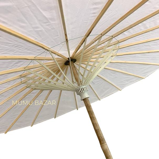 20 Sombrillas Chinas Blancas Bambú Tela Boda