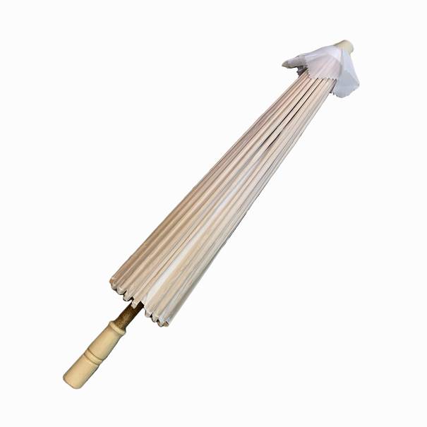 20 Sombrillas Chinas Blancas Bambú Tela Boda