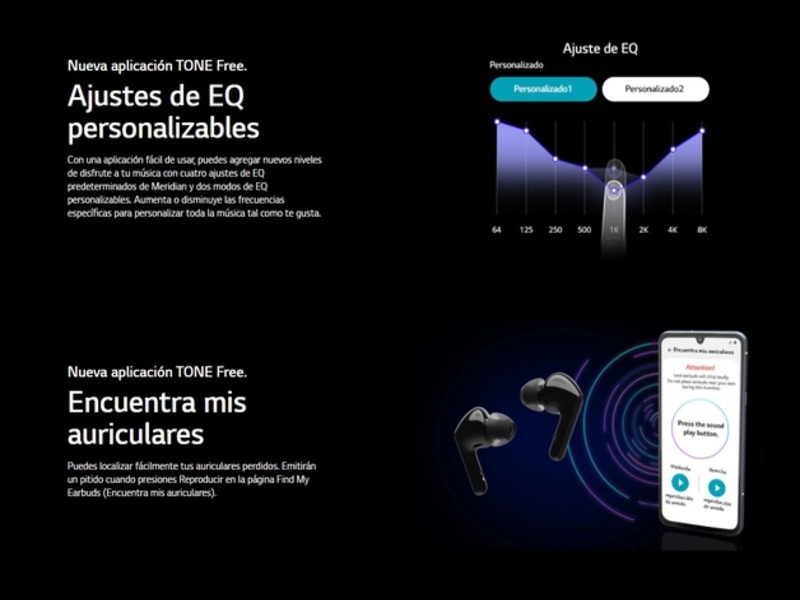 Audífonos Earbuds LG Meridian Inalámbricos Negros Tone Free HBS-FN6