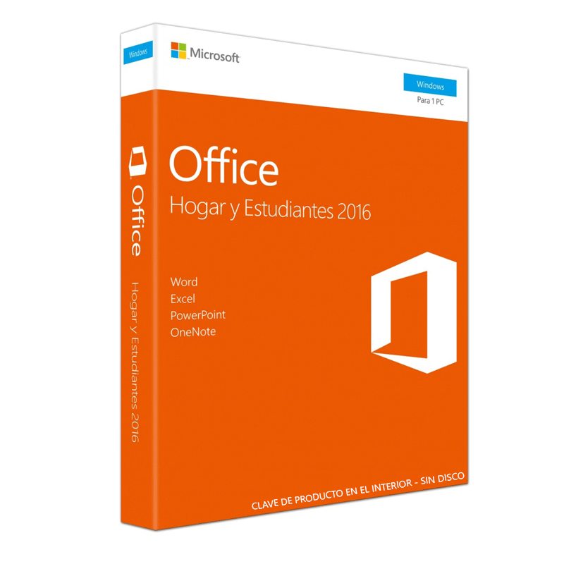 MICROSOFT OFFICE 2016 HOGAR Y ESTUDIANTES 1PC WINDOWS EN ESPAÑOL