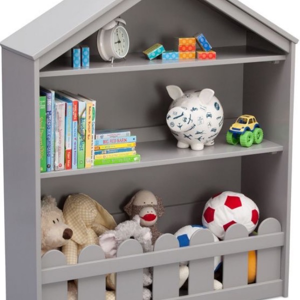 Librero de madera Infantil en forma de casita mod. gris