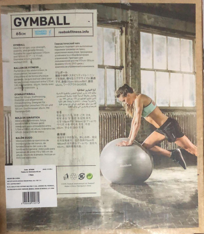Pelota Yoga Reebok Gymball Con Bomba Y Dvd Training B79399