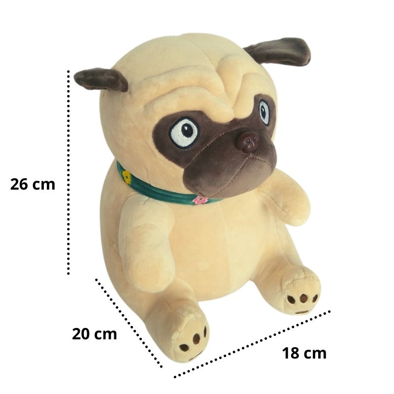 Peluche de Perro Pug, LBP, Perrito, Ultra Suave, 26cm (10in) -Color Café