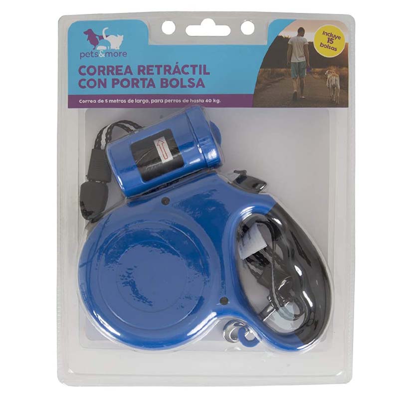 Correa Retráctil Para Perros 40 kg Con Porta Bolsa  Pets&more 