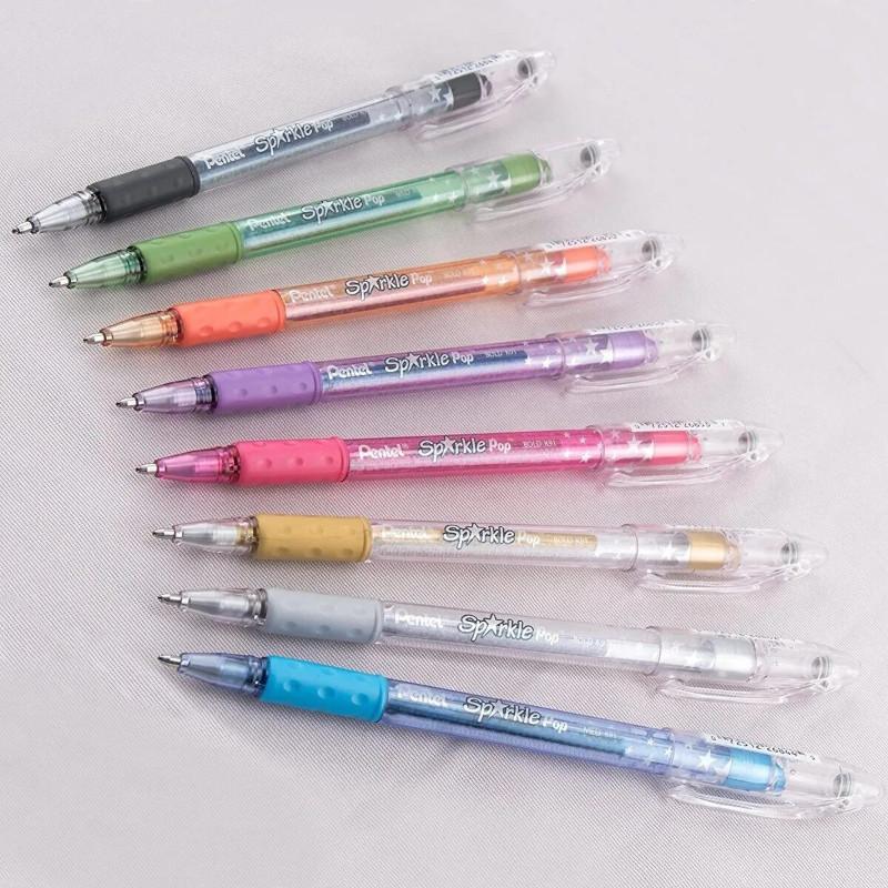 8 Bolígrafos Plumas Lapiceros Tinta Gel Pentel Sparkle Pop