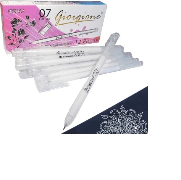 12 Plumas Bolígrafos Lapiceros De Tinta Blanca Gel Blanco