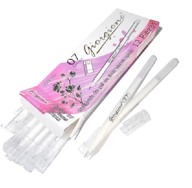 12 Plumas Bolígrafos Lapiceros De Tinta Blanca Gel Blanco