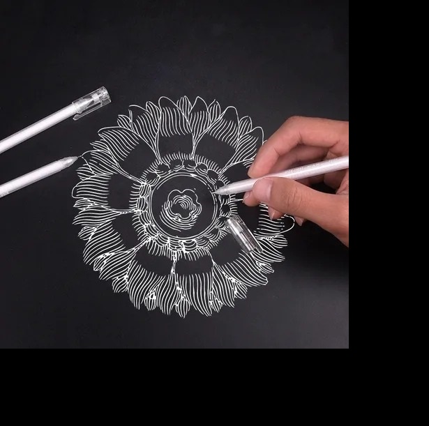 12 Plumas Bolígrafos Lapiceros De Tinta Blanca Gel Blanco