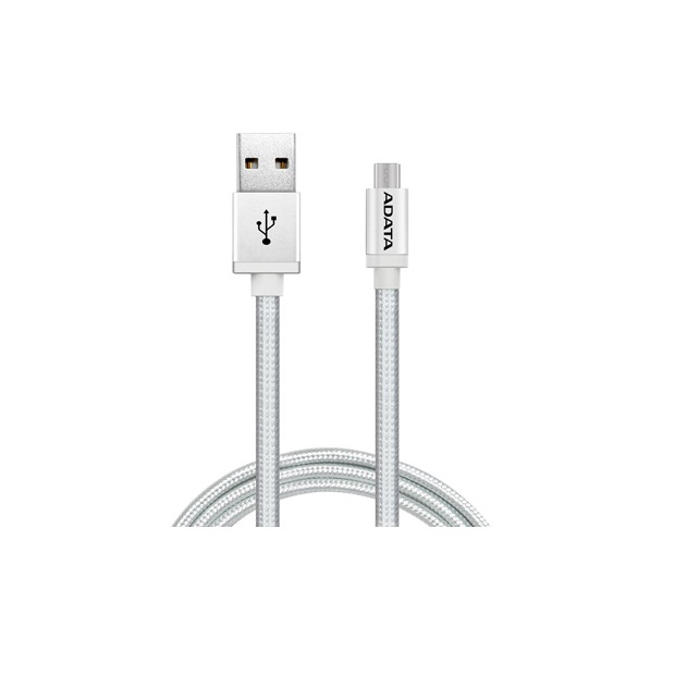 CABLE ADATA TEJIDO USB-V8 100CM PLATA REVERSIBLE