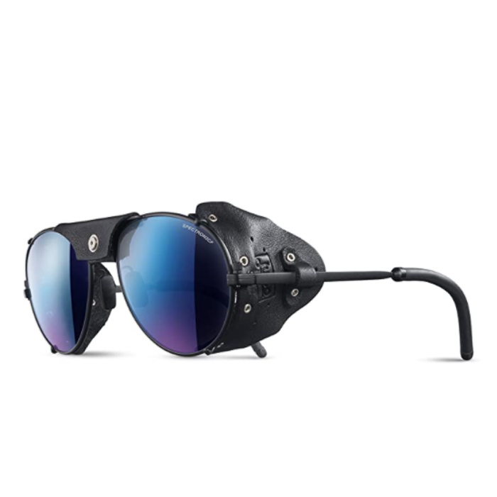 Julbo Eyewear Unisex Cham, Marco negro mate, lente ahumada con espejo azul.,para montañismo Talla unica