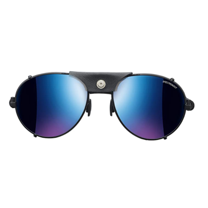 Julbo Eyewear Unisex Cham, Marco negro mate, lente ahumada con espejo azul.,para montañismo Talla unica