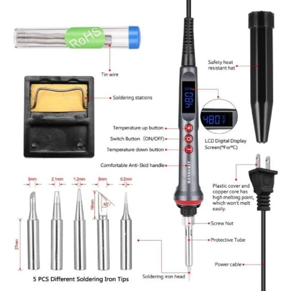 Cautín Eléctrico De Pantalla Digital 90w