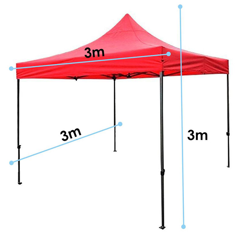 Carpa 3x3 m Jardimanía, Toldo Antisombra Plegable y Portátil Rojo