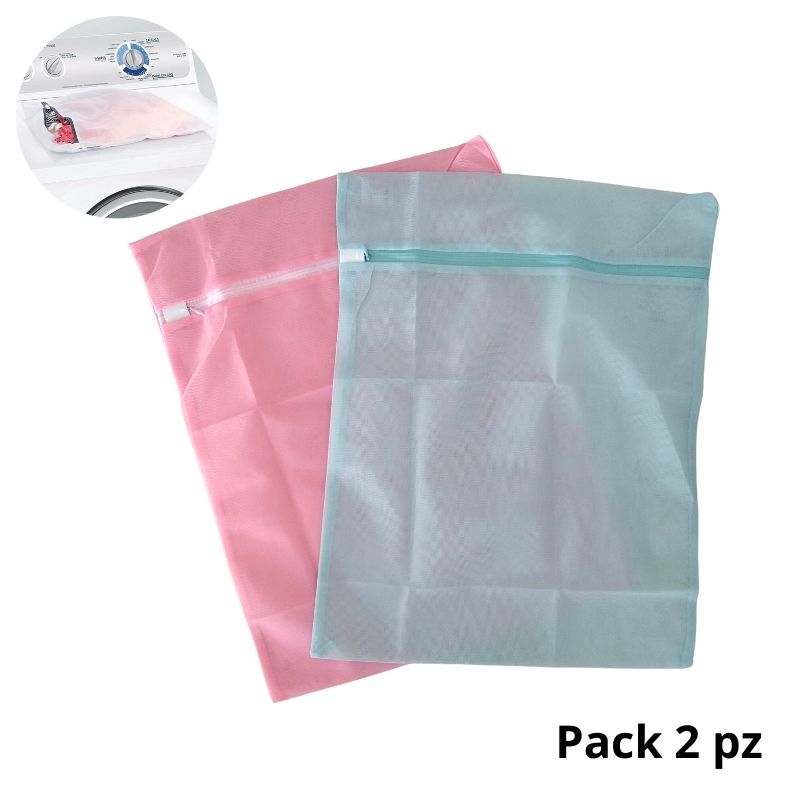 Set 2 Bolsas Para Lavandería Ropa Delicada, Lbp, Malla, 50X40Cm -Rosa/verde