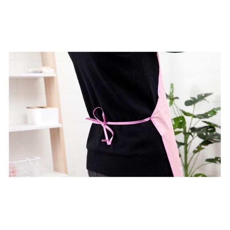 Mandil Delantal Plástico Dibujo Animales, LBP, Cocina Hogar Manualidades, 69cm -Rosa Oso