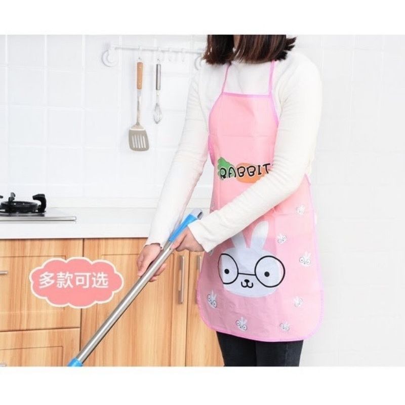 Mandil Delantal Plástico Dibujo Animales, LBP, Cocina Hogar Manualidades, 69cm -Rosa Oso