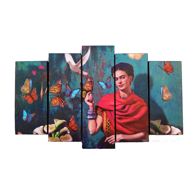 Cuadro decorativo quíntuple Frida Kahlo